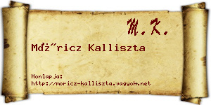 Móricz Kalliszta névjegykártya